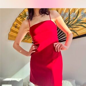 Chic Red Spaghetti Strap Dress